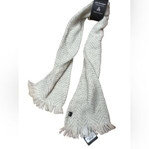 John Branigan Wool Blend Scarf White and Gray‎